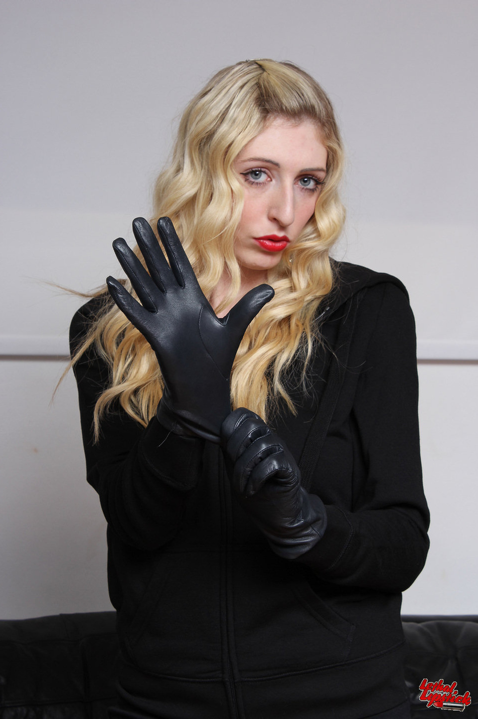 Lethal company girl. Hitwoman Silencer Gloves. Gloved hitwoman. Leather Gloves hitwoman Silencer.